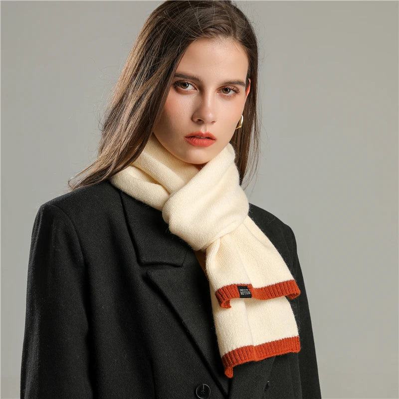 Solid Cashmere Warm Women Scarf Casual Knitted Skinny Korean Style Woolen Yarn Soft Bandana Long Neckerchief Echarpe