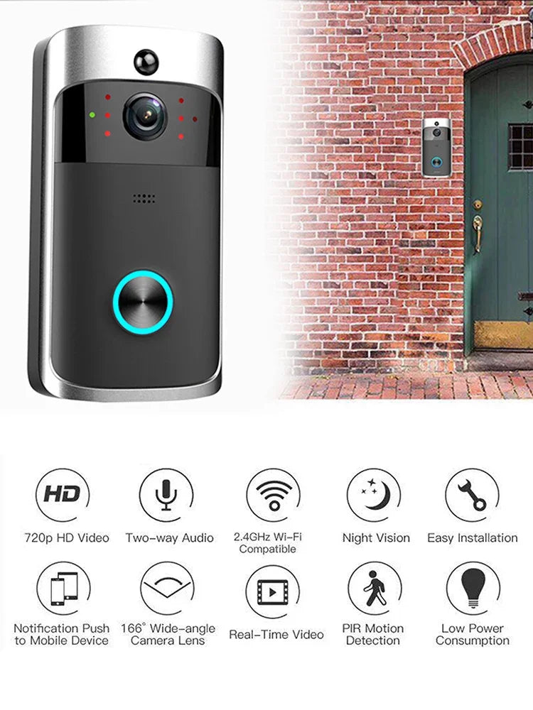 V5 Wireless Camera Door Bell Smart WiFi Video Intercom Night Vision 1080P  Remote Monitoring Sensing  Security Equipment