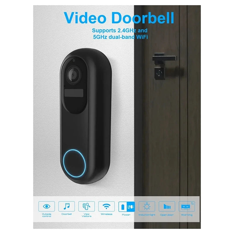 1080P Tuya Smart Video Doorbell WIFI Wireless Door Bell Waterproof Night Vision Smart Home Video Intercom Camera US Plug