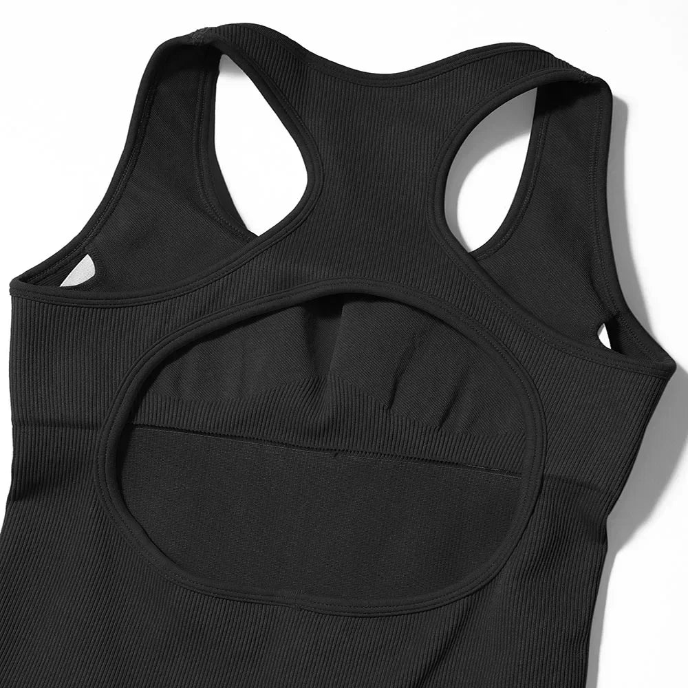 One Piece Outfit Sleeveless Bodysuit Women Sportswear Streetwear Sexy Bodycon Rompers Square Neck Basic Black Women's Clothing