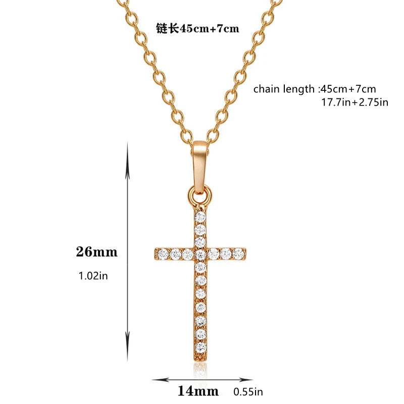 Gothic Pink Cross Necklace Y2K Purple Zircon Punk Pendant Necklace Grunge Heart Cross Necklace for Women Jewelry Accessories