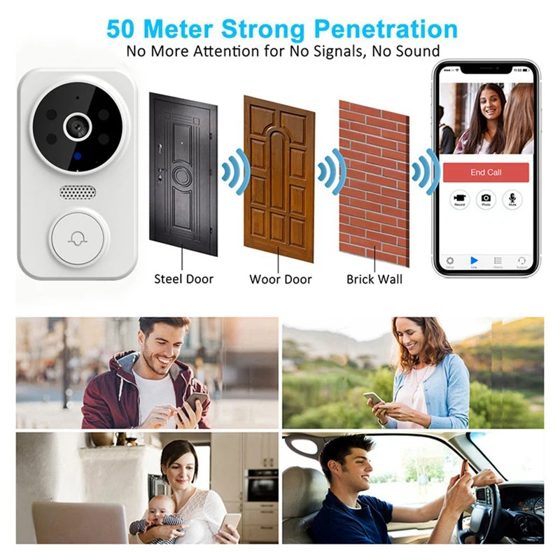 Tuya Smart Home Doorbell Camera WIFI Wireless Doorbell DC AC Battery Powered Camera Bell Smart Life Doorbell Camera