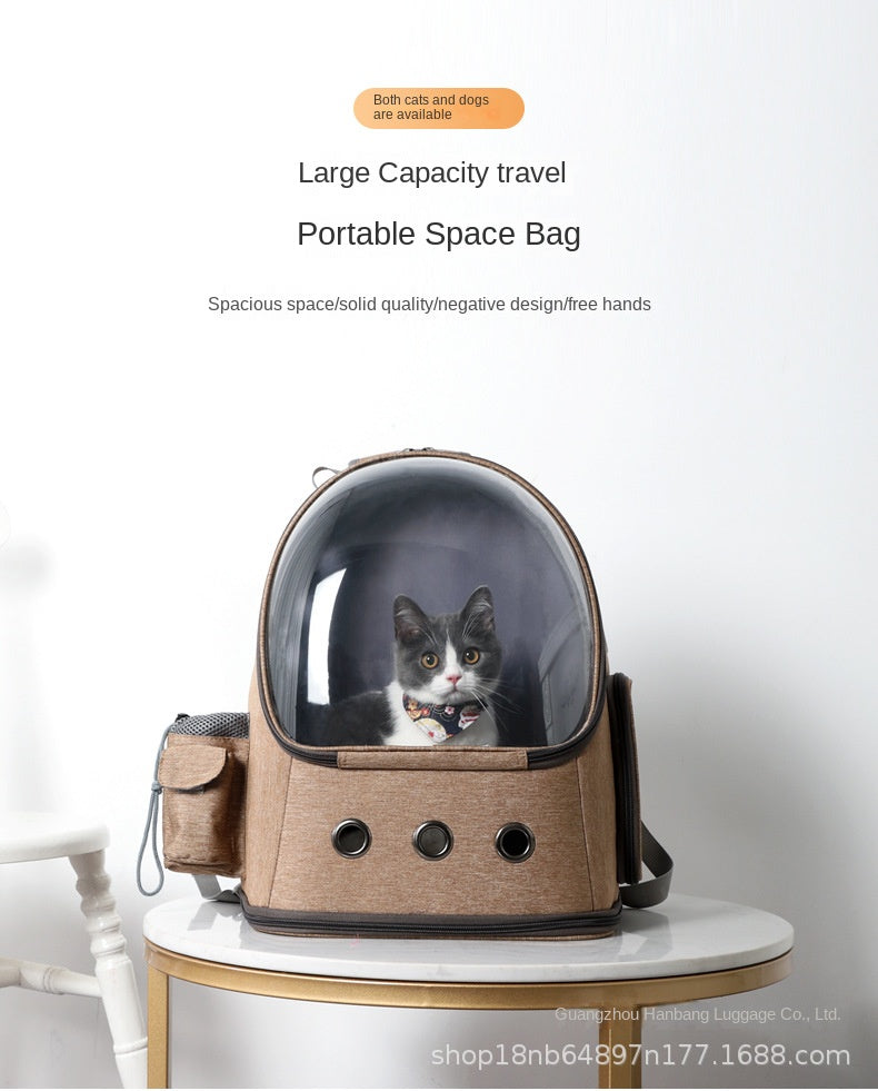 Fashion And Transparent Cat Backpack Large Capacity Cat Transport Bag Vent Design Cat Basket Convenient Folding Pet Trolley