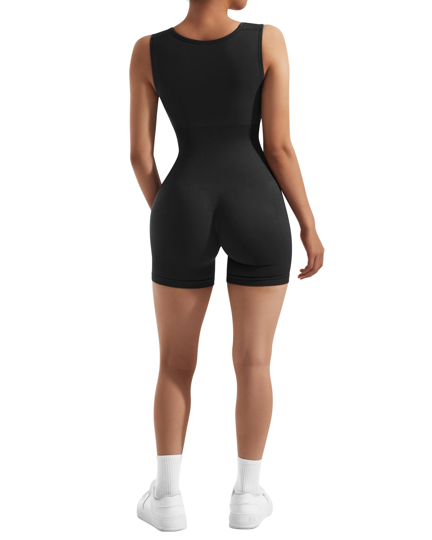 Women Bodysuits Hip Lift One-piece Shorts Sports Yoga Clothing Body-shaping Square Collar Sleeveless Skinny Romper Sporty Wear