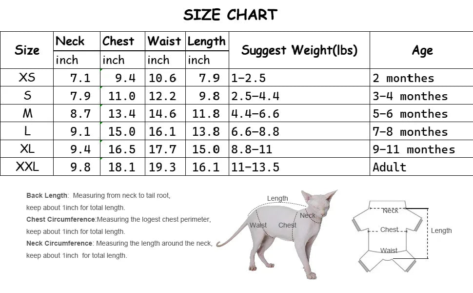 Hairless Cat Clothes Thick and Warm Winter Clothes Sphynx Cat Clothes Devon Cat Apperal for Small Kitten and Dogs