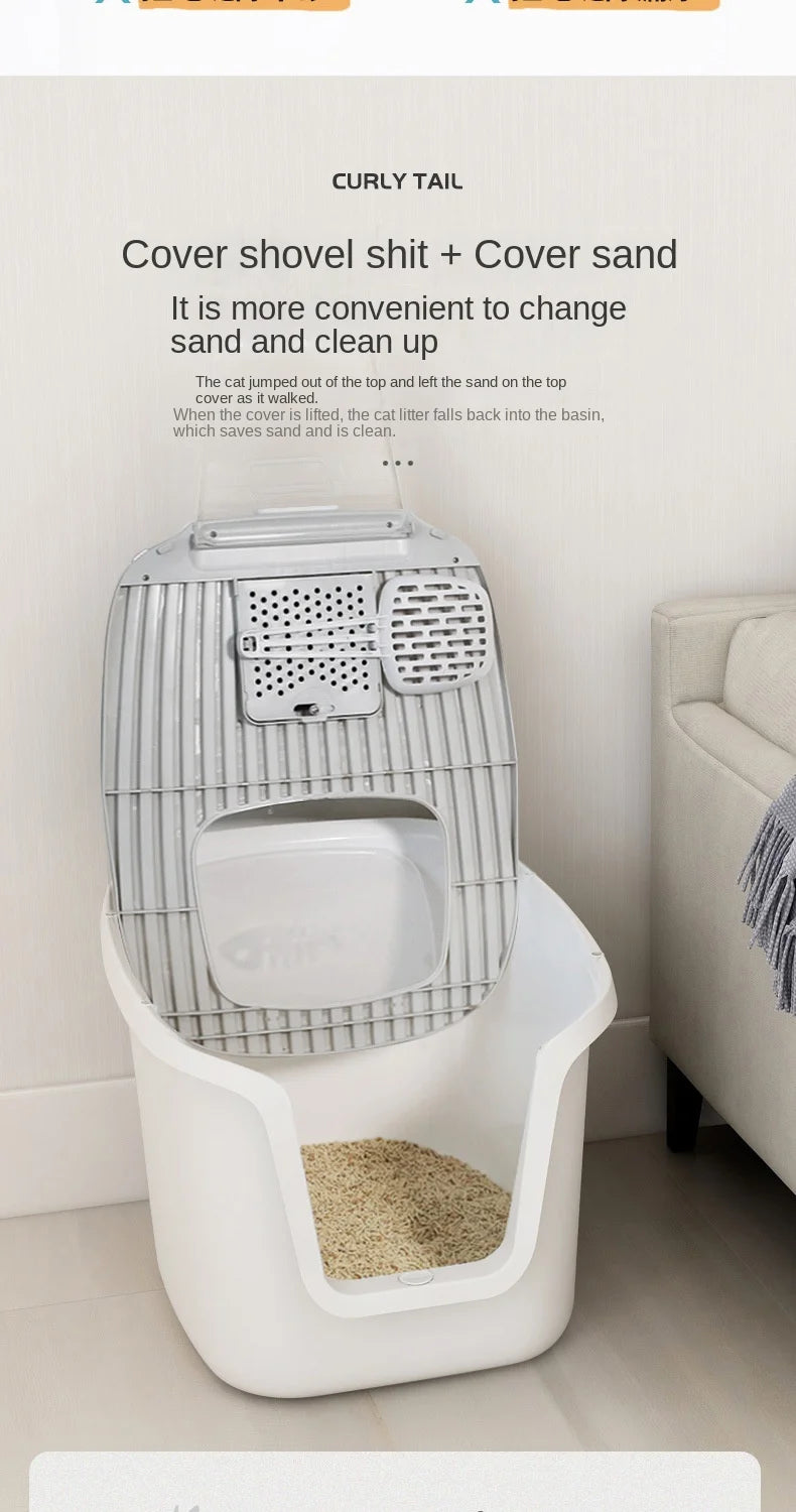 High Value Cat Litter Box Super Large Space Cat Toilet Lift Cover Clean Cats' Sandbox Multi-directional Access Litter Cat Box