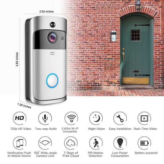 V5 low power consumption visual doorbell WIFI wireless doorbell night vision HD smart doorbell 360 camera mobile phone control