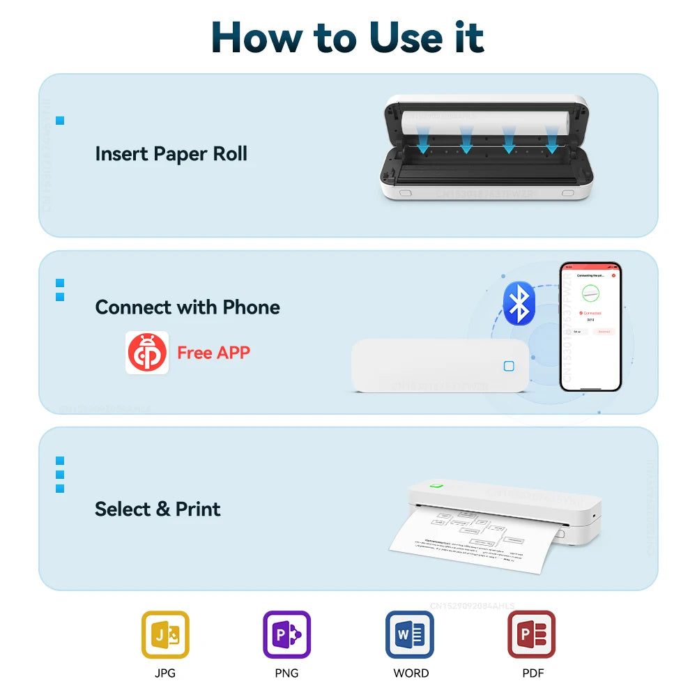 Portable A4 Thermal Printer D210 Wireless Tattoo Stencil Printer Bluetooth PDF Word Document A4 Tattoo Paper Printing Machine