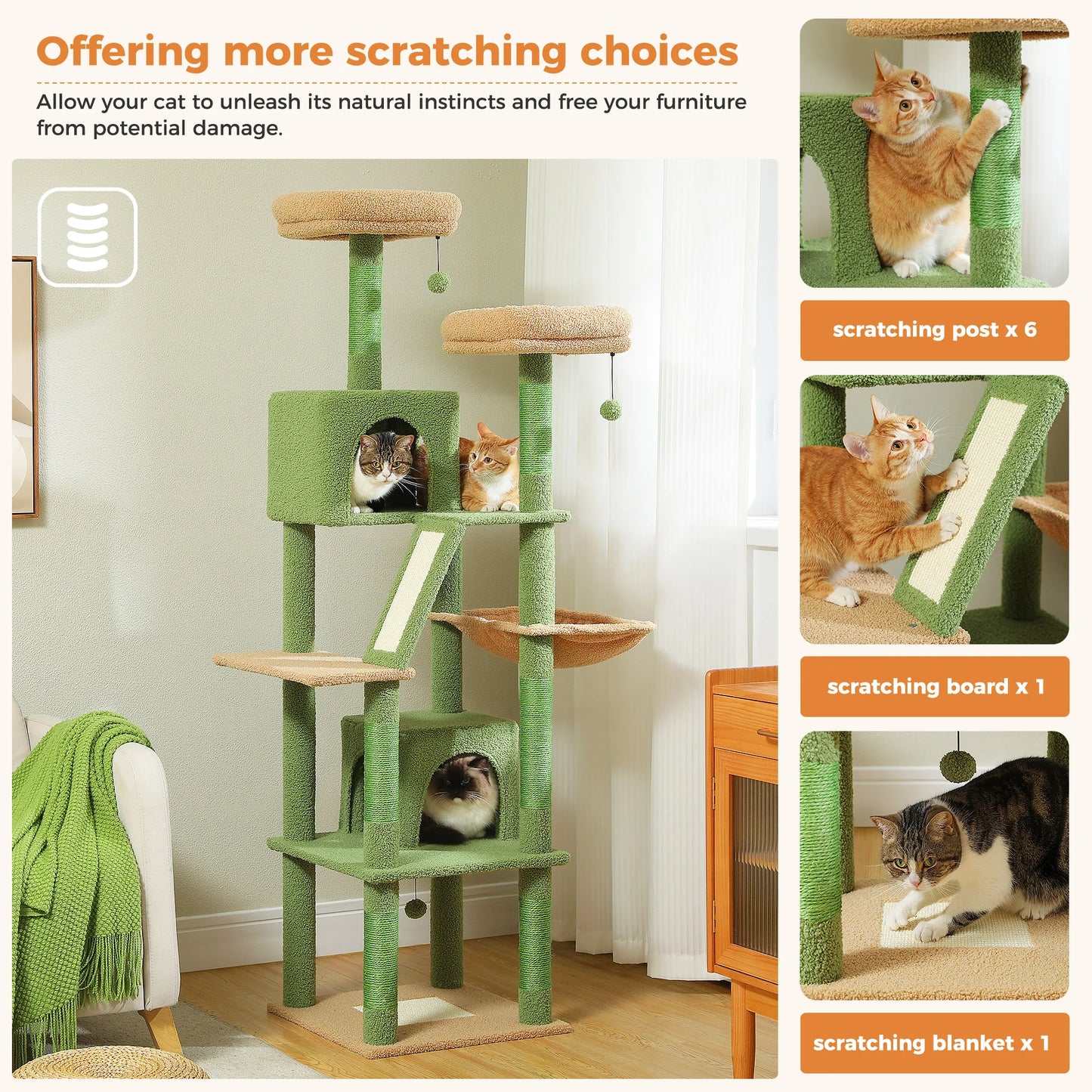 Multi-Level Cat Tree Cat Condo Scratching post for Kitten Furniture Large Cat Tower Cat Scrapers Cat Accessories Pet Cat Toys