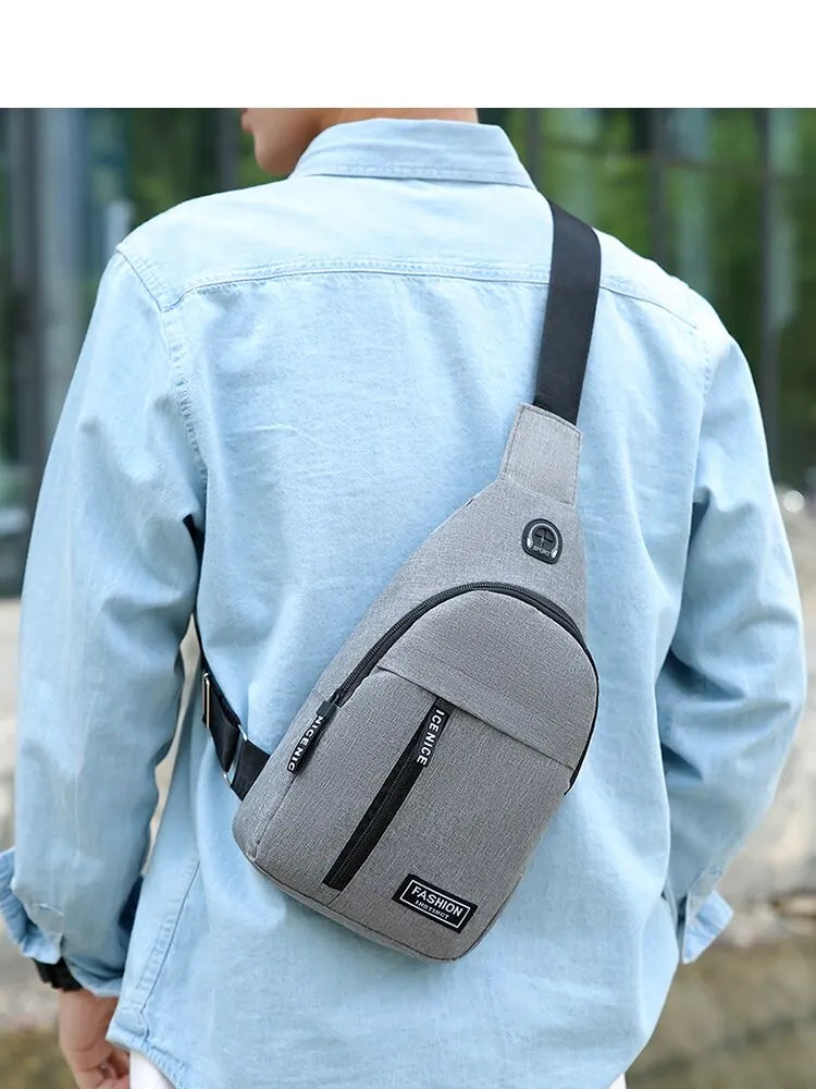 Chest Bag Fashion New Solid Color Men Chest Bag Outdoor Casual Fashion One Shoulder Crossbody Bag