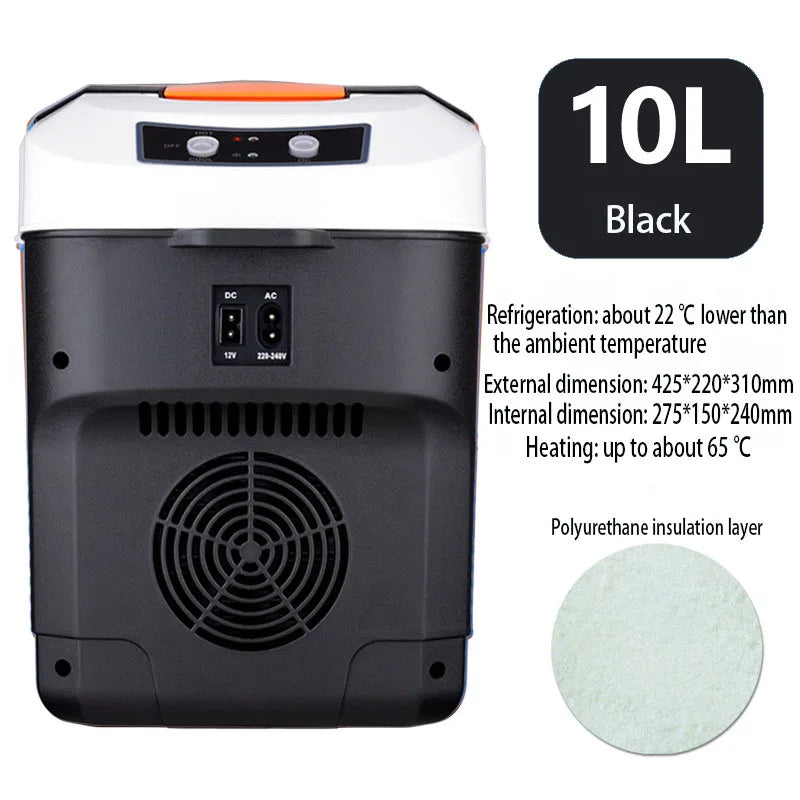 10L Car Refrigerator Mini Fridge Vehicle And Home Use Dormitory Truck Cold And Hot Dual-Use Temperature Control Digital Display