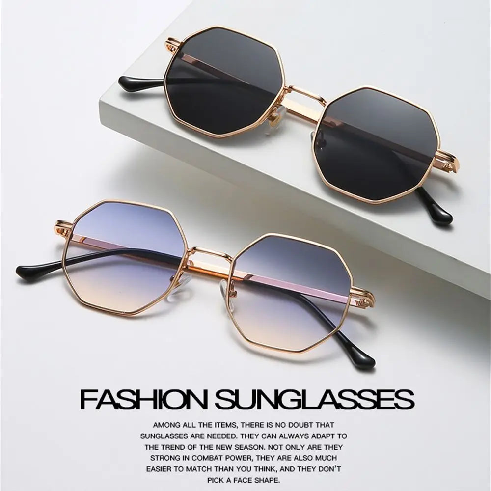 Retro Square Sunglasses for Men/Women Fashion Small Frame Polygon Sun Glasses Vintage Metal Sunglasses