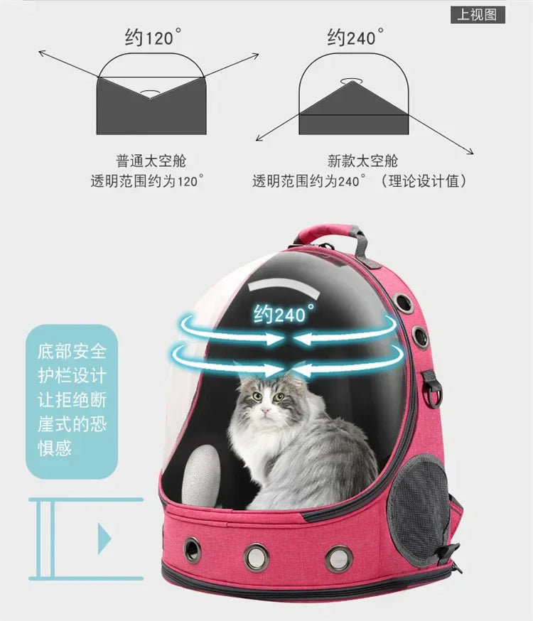 New Cat Backpack Transparent Space Capsule Backpack Pet Backpack Portable Large Capacity Cat Bag for Going Out