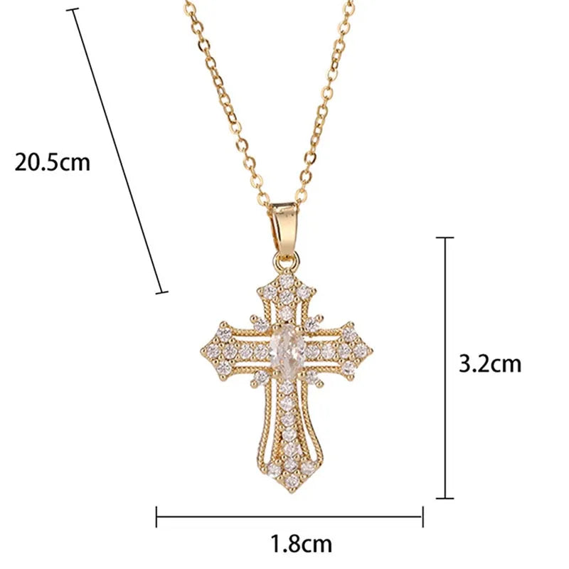 Men Women Hip Hop Zircon Cross Shiny Pendant Stainless Steel Necklace Charm Bling Exquisite Necklaces Jewelry Fashion Gifts