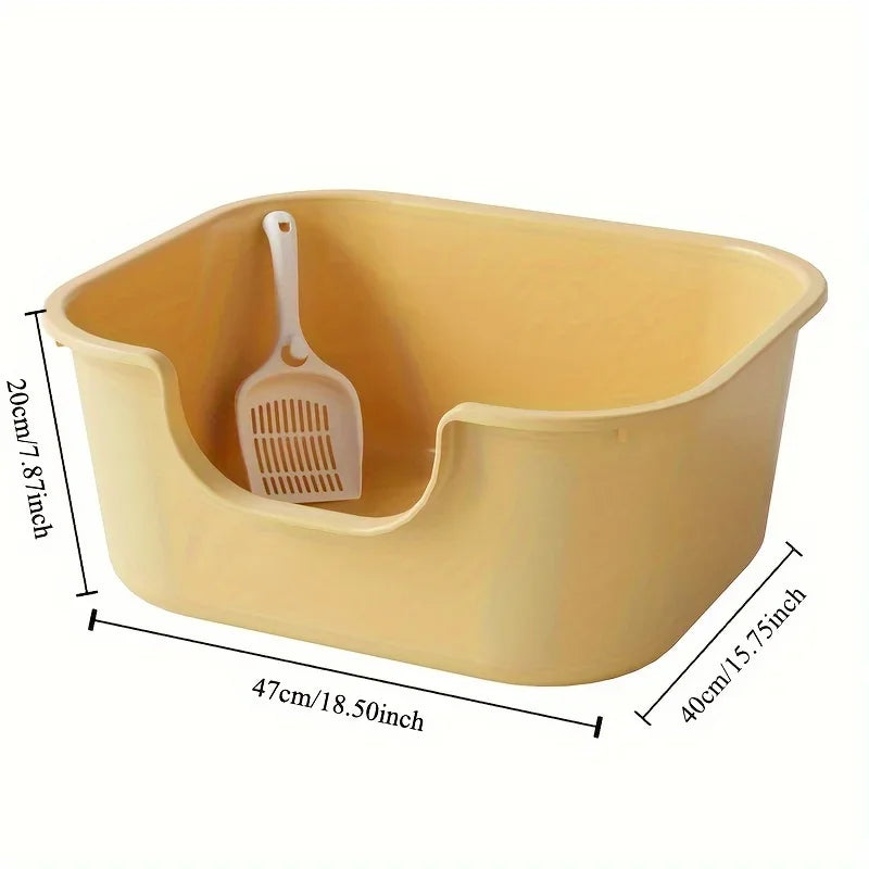 Cat Litter Box with Large Splash Proof Open Design and Free Shovel Suitable for Those Weighing Less Than 30 Pounds