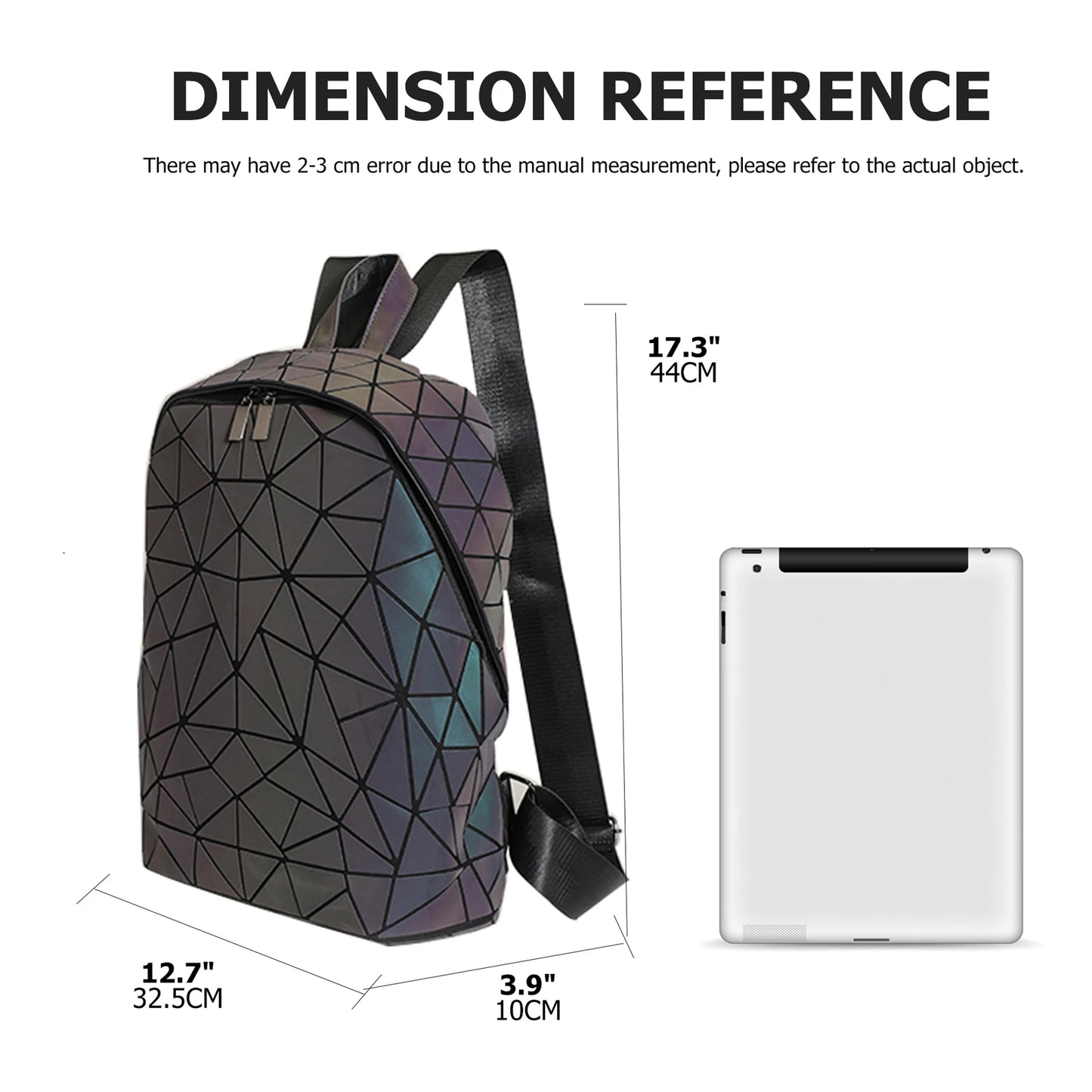 Geometric Laser Diamond Backpack for Women- Large Capacity & Leisure Backpack with Glow-in-the-Dark Design