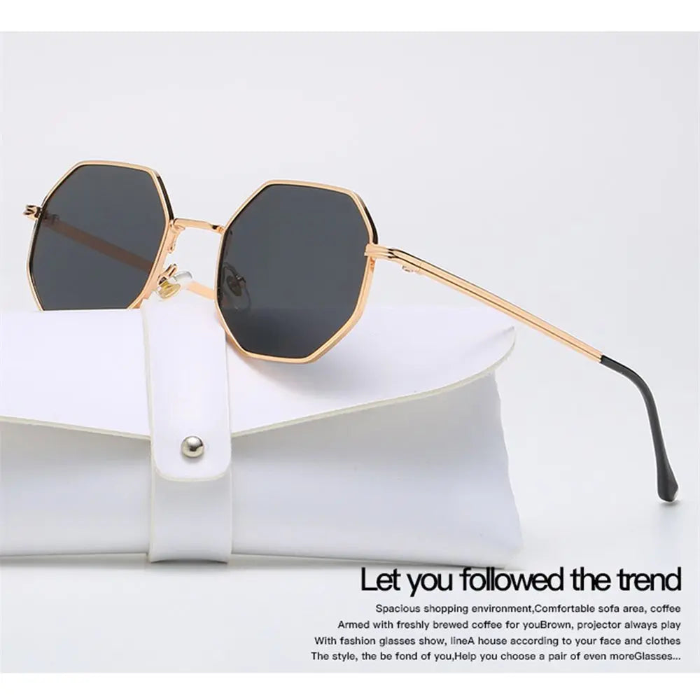 Retro Square Sunglasses for Men/Women Fashion Small Frame Polygon Sun Glasses Vintage Metal Sunglasses