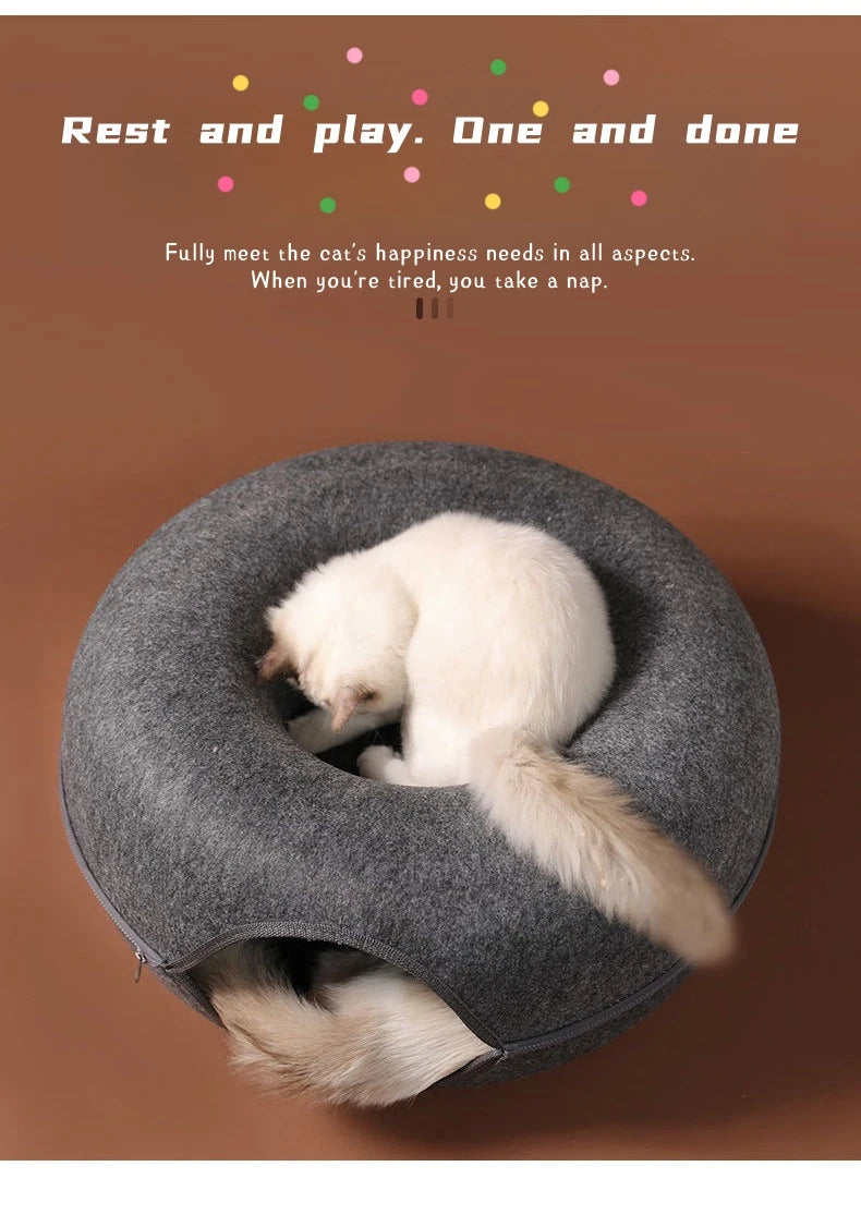 Donut Cat Bed Pet Cat Tunnel Interactive Game Toy Cat Bed Dual-use Indoor Toy Kitten Sports Equipment Cat Training Toy Cat House