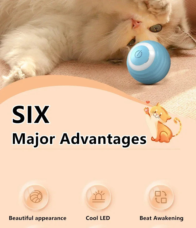 Electric Cat Ball Interactive Toys Automatic Rolling Smart Cat Toys for Cats Training Self-moving Kitten Toys for Indoor Playing