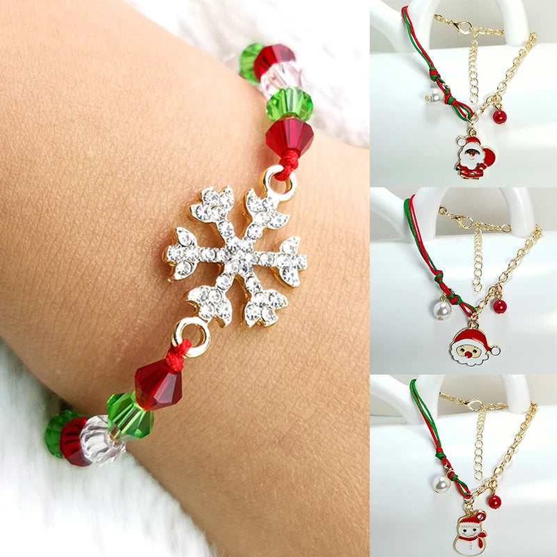 2025 Christmas Bracelets Enamel Xmas Tree Bell Santa Snowflake Bracelet Charms for Women Men Gifts Trendy Jewelry Gift