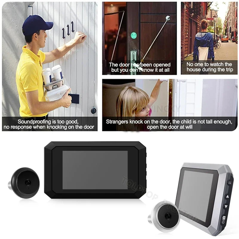 3.97 Inch2 million pixels  IR Smart Digital Peephole Door Viewer Camera Night Vision Mini Digital Door Eye Ring Door Bell Camera