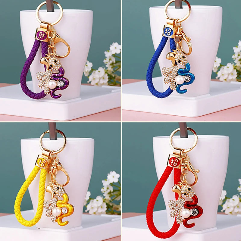 2025 Year Of Chinese Zodiac Snake Lucky Pendant Keychain Creative Totem Keyring Accessories Women Men Bag Charm Accessories Gift