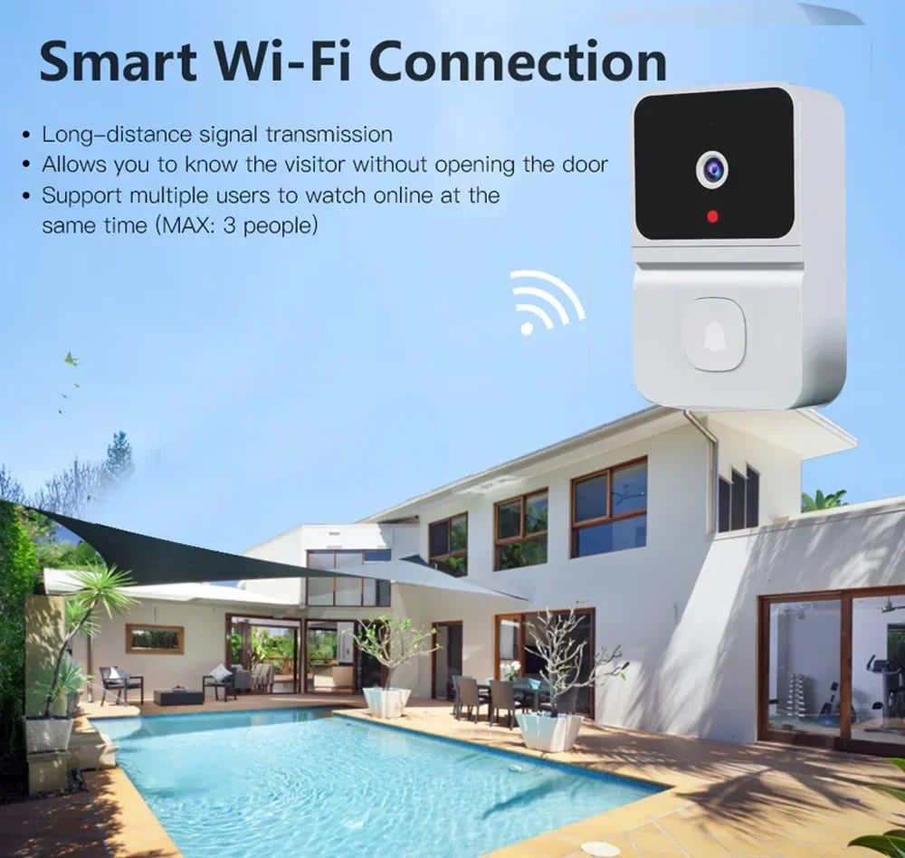 Wireless Visual Smart Security Doorbell 1080P High Resolution Camera Video Doorbell Infrared Night Vision Real-time Monitoring