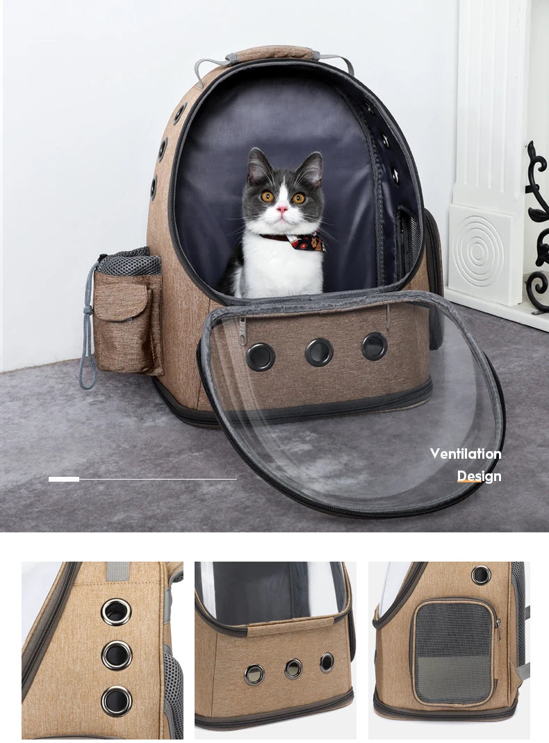 Cat Carrier Kitten Backpack Space Capsule Bubble Breathable Portable Pet Bag Dog for Travel and Hiking