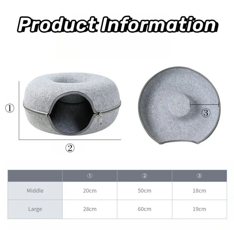 Donut Cat Bed Pet Cat Tunnel Interactive Game Toy Cat Bed Dual-use Indoor Toy Kitten Sports Equipment Cat Training Toy Cat House