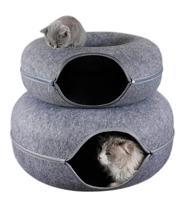 Cat Bed Donut Pet Cat Tunnel Interactive Game Toy Double-Layer Composite Structure Universal Cat Head Cutout Design Pet House