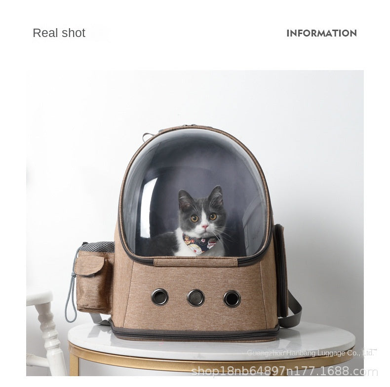 Fashion And Transparent Cat Backpack Large Capacity Cat Transport Bag Vent Design Cat Basket Convenient Folding Pet Trolley