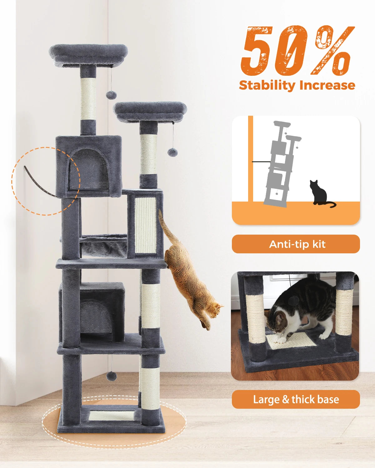 Multi-Level Cat Tree Cat Condo Scratching post for Kitten Furniture Large Cat Tower Cat Scrapers Cat Accessories Pet Cat Toys