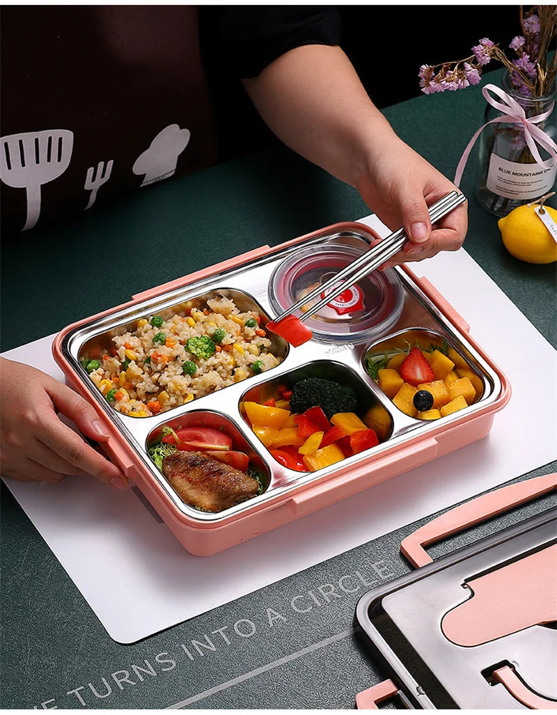 304 Stainless steel Insulation lunch box with Tableware Office Worker Student microwave oven Heating food container lunch box