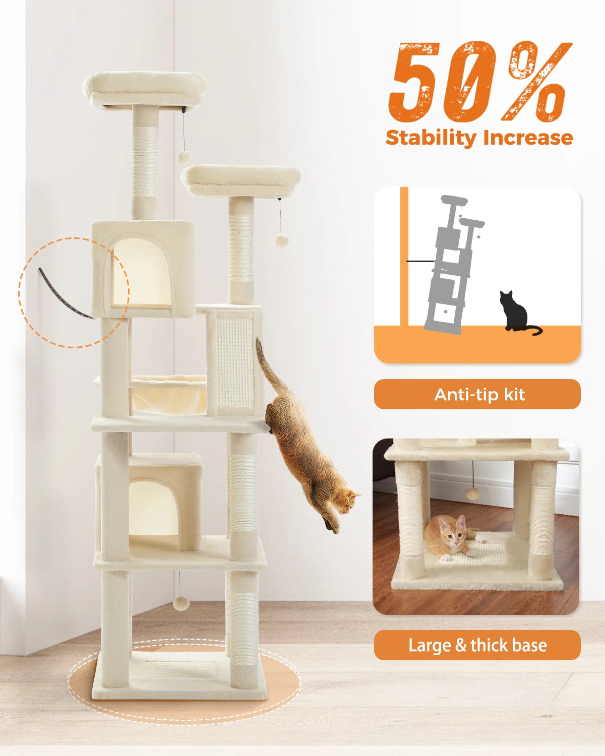 Multi-Level Cat Tree Cat Condo Scratching post for Kitten Furniture Large Cat Tower Cat Scrapers Cat Accessories Pet Cat Toys