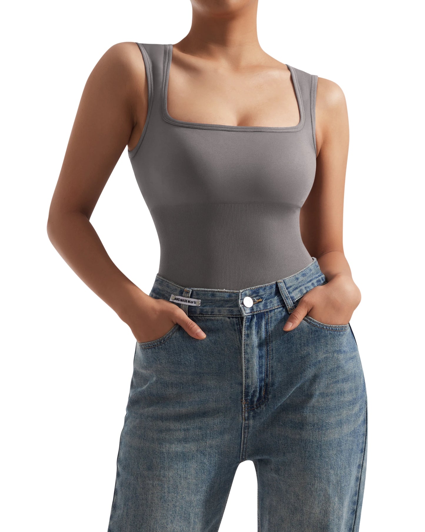 Women Bodysuits Hip Lift One-piece Shorts Sports Yoga Clothing Body-shaping Square Collar Sleeveless Skinny Romper Sporty Wear