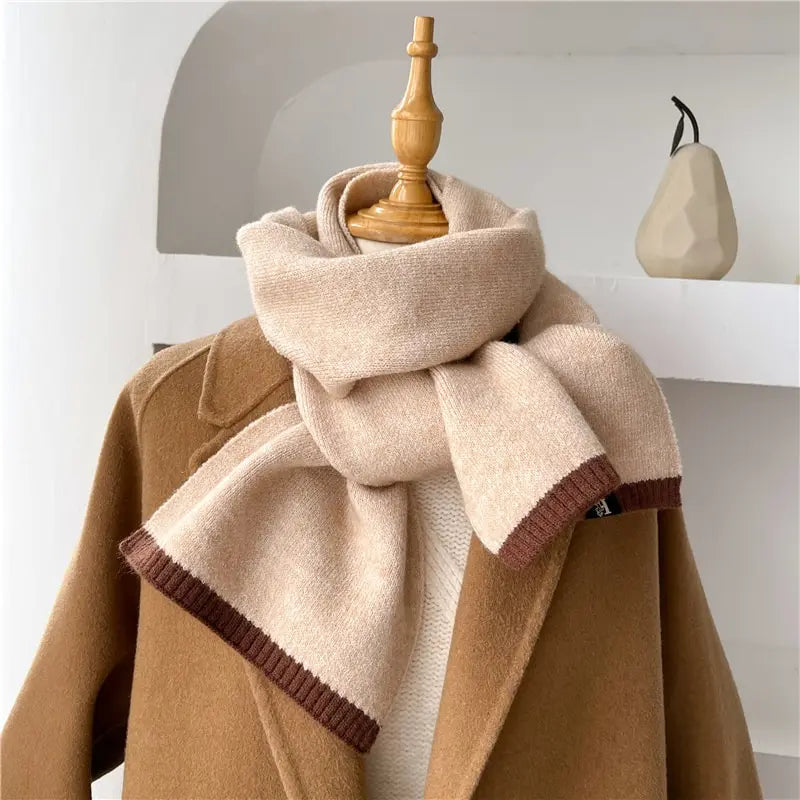 Solid Cashmere Warm Women Scarf Casual Knitted Skinny Korean Style Woolen Yarn Soft Bandana Long Neckerchief Echarpe