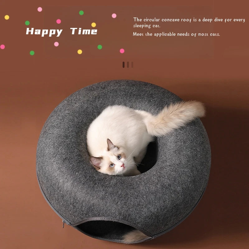 Donut Cat Bed Pet Cat Tunnel Interactive Game Toy Cat Bed Dual-use Indoor Toy Kitten Sports Equipment Cat Training Toy Cat House