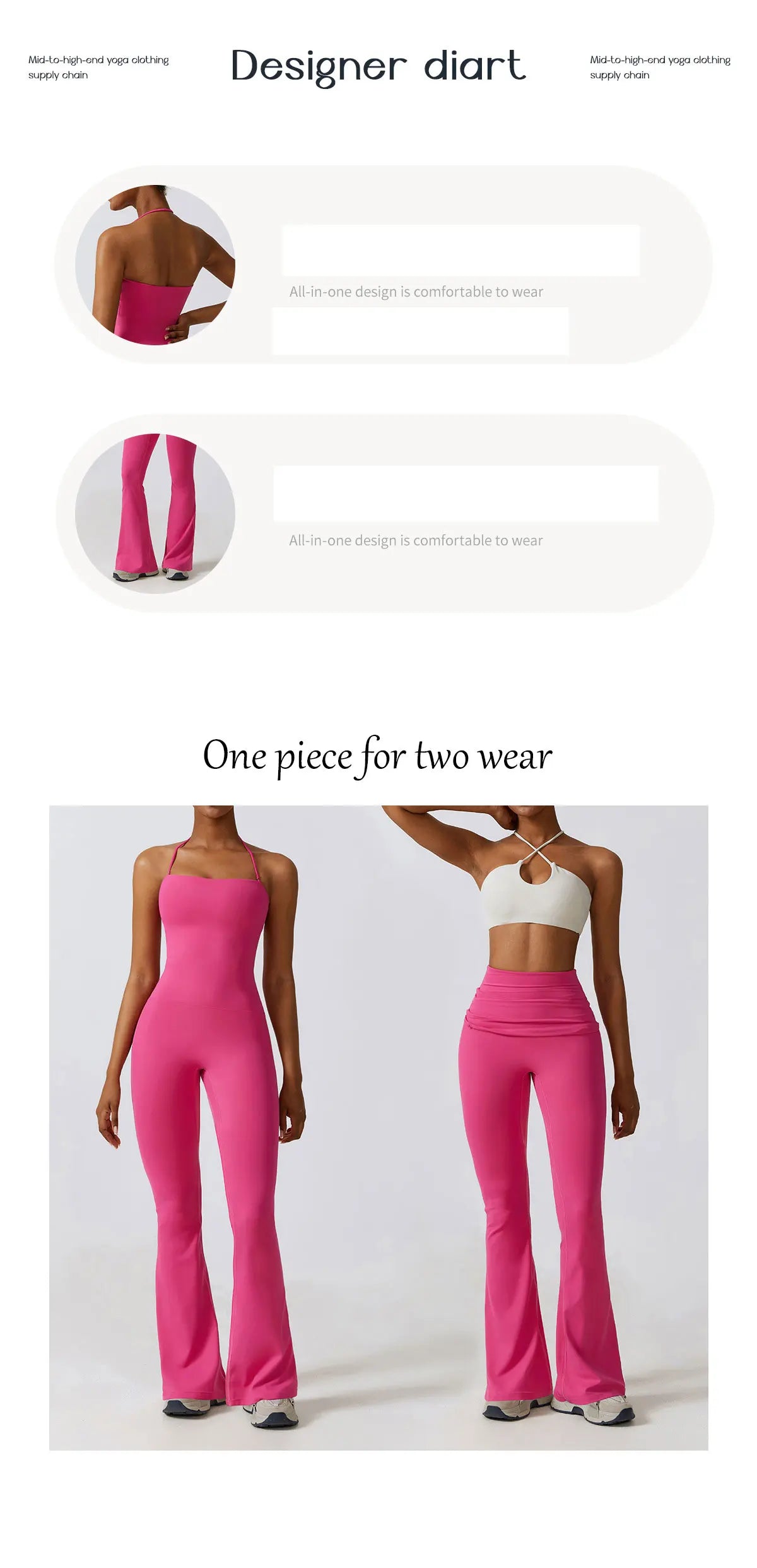 New Sports Jumpsuit for Women Fitness Flare Pants One Piece Yoga Suit Dance Gym Outfits Bodysuit Sportswear Workout Set