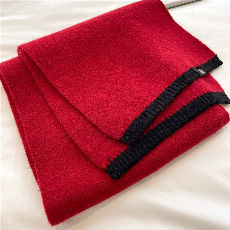 Solid Cashmere Warm Women Scarf Casual Knitted Skinny Korean Style Woolen Yarn Soft Bandana Long Neckerchief Echarpe