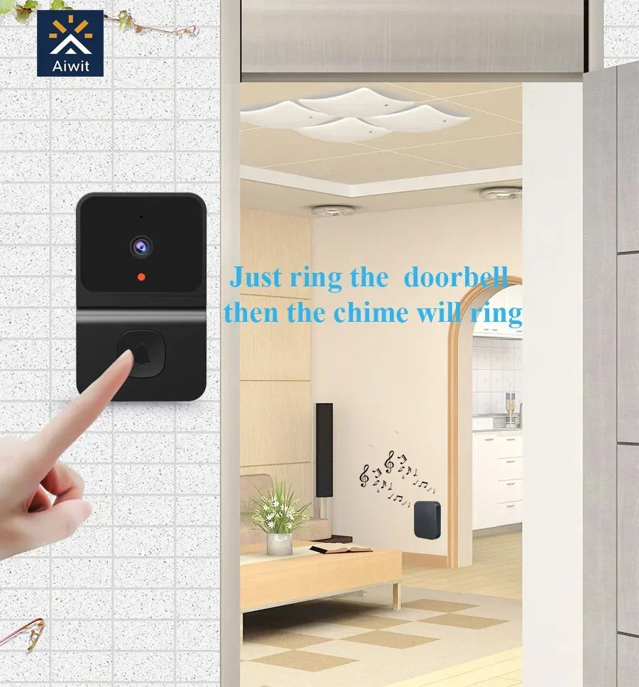 Wireless Visual Smart Security Doorbell 1080P High Resolution Camera Video Doorbell Infrared Night Vision Real-time Monitoring