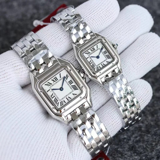 Women Fashion Square Watches Silver Stainless Steel Strap 2025 Luxury Man Quartz Wristwatches Qualities Female Roman Scale Clock