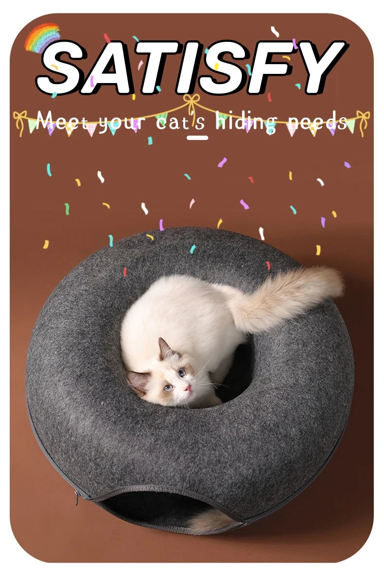 Donut Cat Bed Pet Cat Tunnel Interactive Game Toy Cat Bed Dual-use Indoor Toy Kitten Sports Equipment Cat Training Toy Cat House