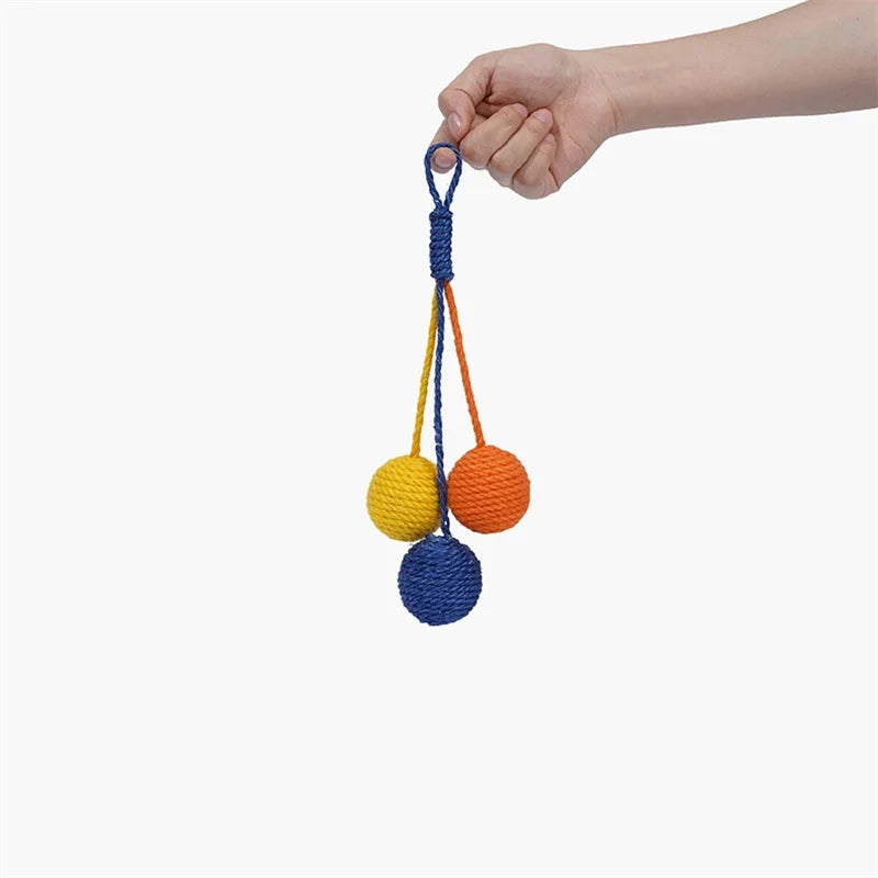 Cat Hanging Sisal Scratching Ball Scratcher Chewable Interactive Rope Toy Cat Ball Rolling