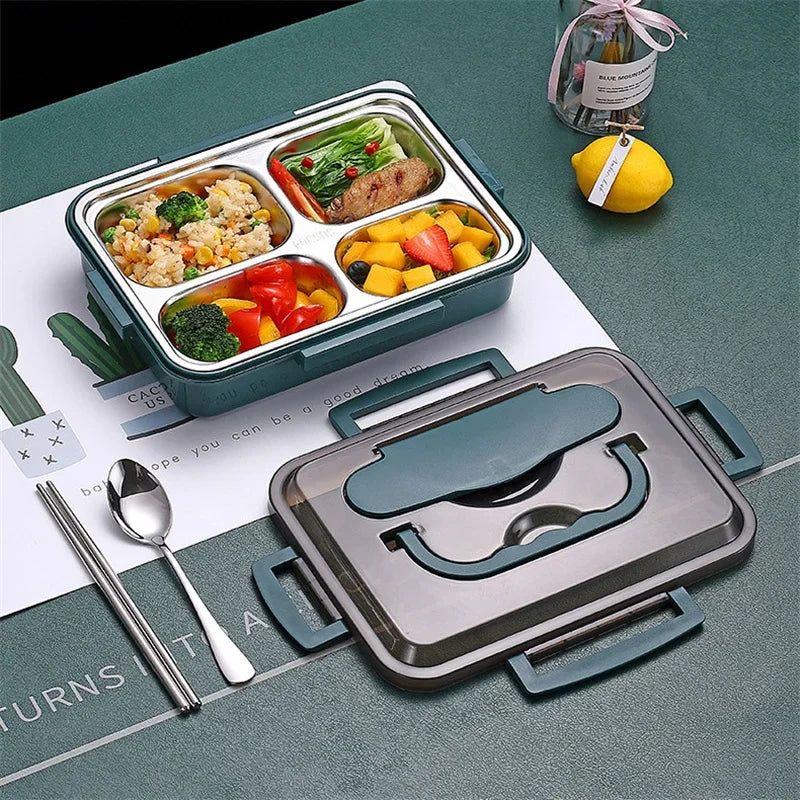 304 Stainless steel Insulation lunch box with Tableware Office Worker Student microwave oven Heating food container lunch box