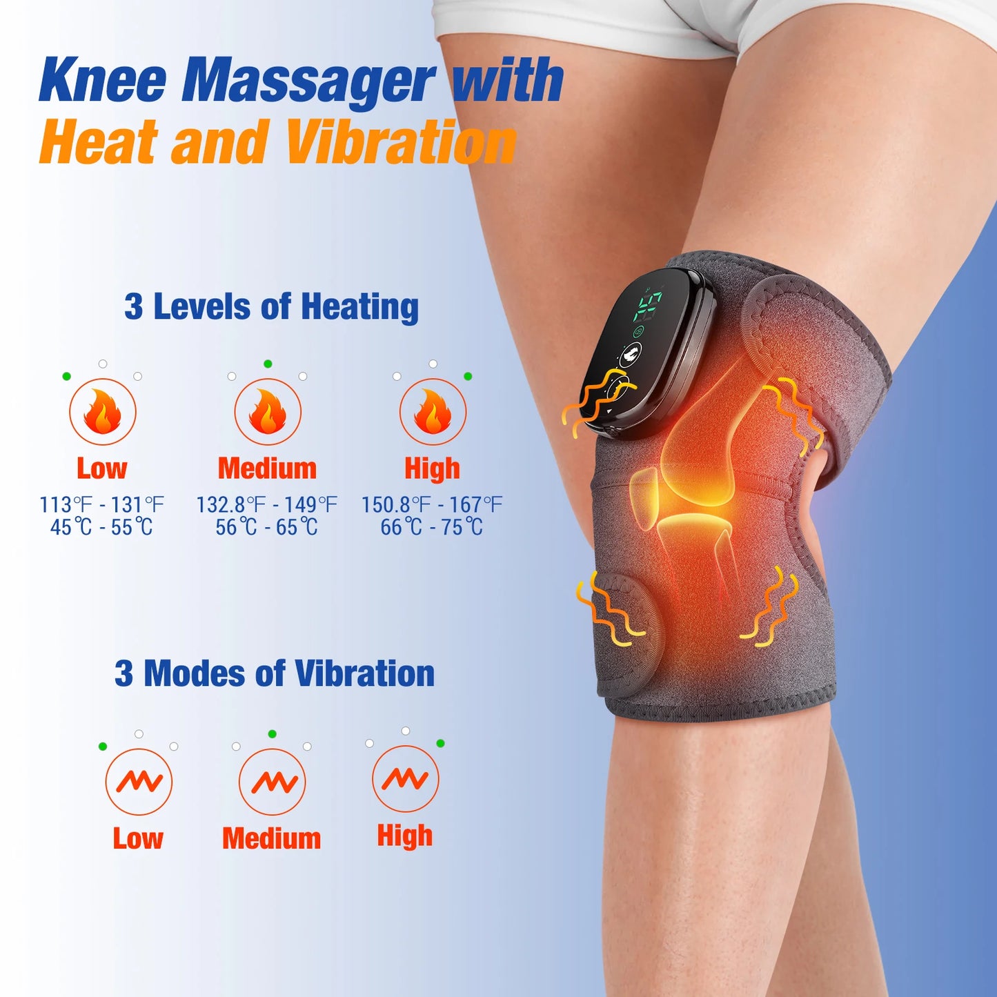 Electric Heating Knee Massager Vibrator Elbow Leg Joint Shoulder Red Light Heated Knee Pad Physiotherapy Arthritis Pain Relief