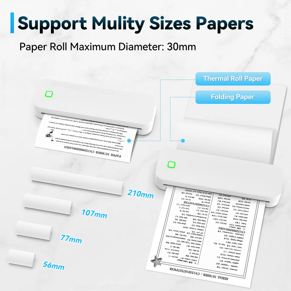 Inkless A4 Thermal Printer Portable Wireless Bluetooth Tattoo Stencil Printer A4 Paper PDF Excel Document Picture Print Machine