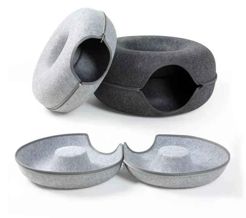 Cat Bed Donut Pet Cat Tunnel Interactive Game Toy Double-Layer Composite Structure Universal Cat Head Cutout Design Pet House