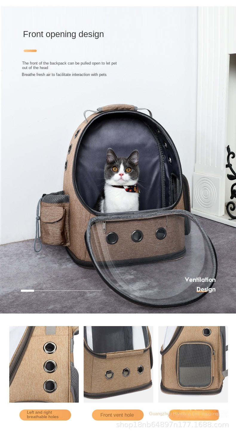 Fashion And Transparent Cat Backpack Large Capacity Cat Transport Bag Vent Design Cat Basket Convenient Folding Pet Trolley