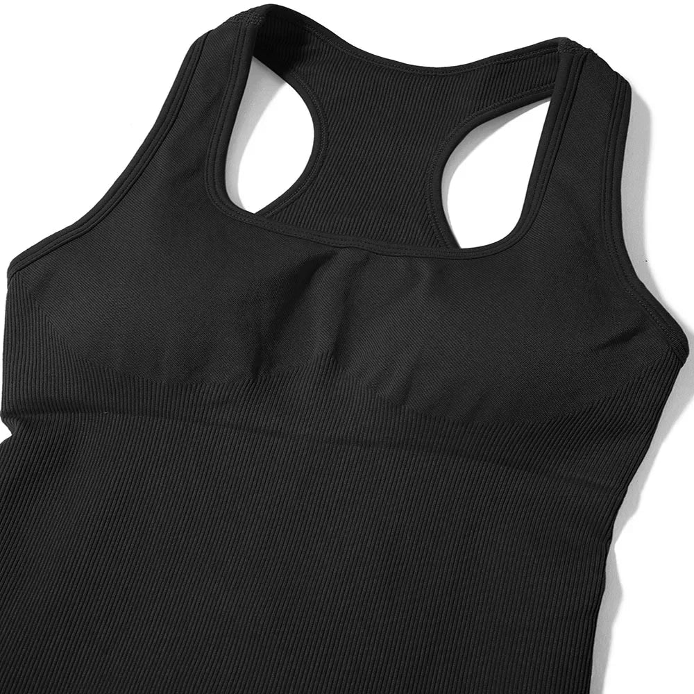 One Piece Outfit Sleeveless Bodysuit Women Sportswear Streetwear Sexy Bodycon Rompers Square Neck Basic Black Women's Clothing