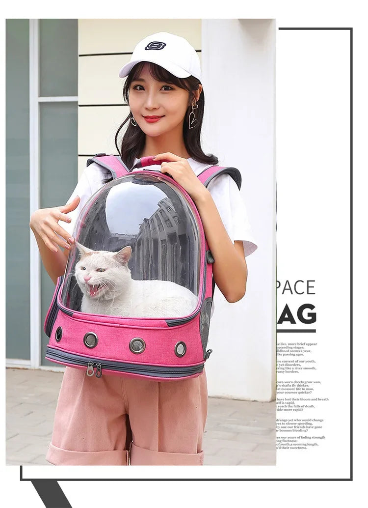 New Cat Backpack Transparent Space Capsule Backpack Pet Backpack Portable Large Capacity Cat Bag for Going Out